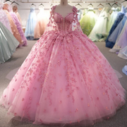 Cape Pink Quinceanera Gown