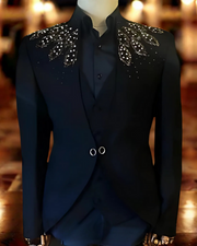 Luxury Diamond Embroidered Ornament Tuxedos Men Suits 3 Pieces (Jacket, Vest & Pants)