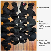15A Raw Hair Bundles – Double Drawn 100% Human Hair Body Wave Extensions