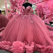 Luxury Strapless Princess Corset Quinceanera Dress Sequin Applique