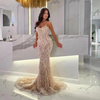 Champagne crystal mermaid evening dress