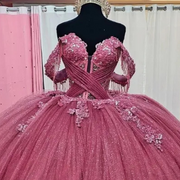 Luxury Strapless Princess Corset Quinceanera Dress Sequin Applique