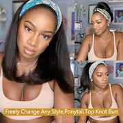 Short straight headband bob wig – 100% human hair glueless wig with black headband, easy put-on-and-go style for natural everyday wear