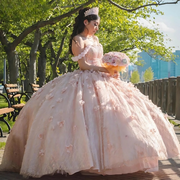 Flower Beaded Princess Quinceanera  Dress