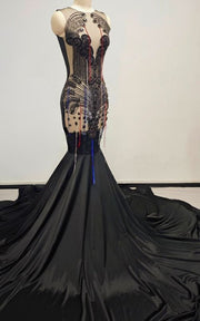 Luxury prom dress featuring intricate beadwork and mermaid silhouette