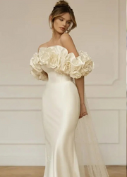 Off Shoulder Flowers Mermaid Wedding Dress 2025