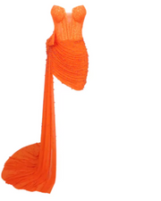 Siena coral short evening dress with sweetheart neckline and sparkly sequins, styled for semi-formal events and glamorous nights.