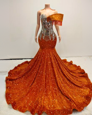 Off shoulder sequin mermaid prom dress with fringe details and geometric pattern