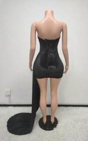 Short birthday dress with sweetheart neckline and sparkling beadwork for party and celebration wear.