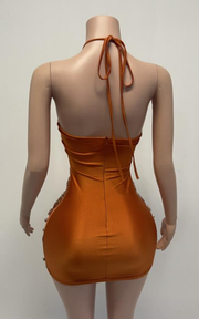 Luxury halter mini cocktail dress with rhinestones sleeveless birthday party outfit.