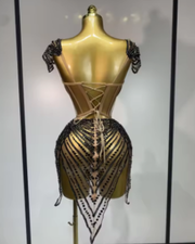 Luxury backless rhinestone mini cocktail dress for women, sexy sparkling party outfit.