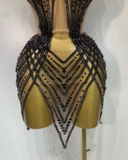 Luxury backless rhinestone mini cocktail dress for women, sexy sparkling party outfit.