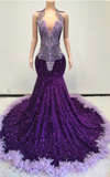 Layla sparkly purple sequin mermaid prom dress for women