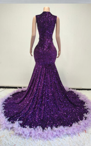 Layla sparkly purple sequin mermaid prom dress for women