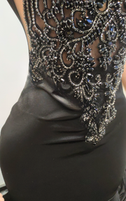 Sparkly black crystal rhinestone mermaid prom dress