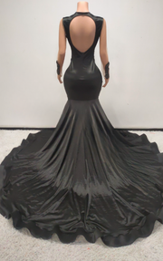 Sparkly Black Crystal Rhinestone Mermaid Prom Dress