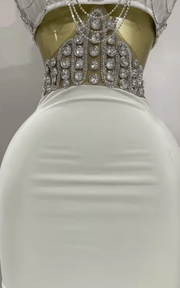 Glenda Luxury Shiny Diamond Chain Sleeveless Bodycon Mini Dress