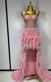 Diana Sparkly Rhinestone Sheer Mesh Bodycon Maxi Long Dress