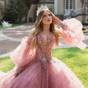 Stunning Princess Quinceañera Dress with Detachable Sleeves