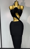 Rhina Sleeveless Floral Bandage Bodycon Midi Dress