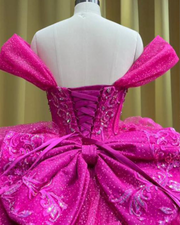 Pink Embroidered Quinceañera Gown