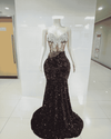 Envious Designs sparkly brown beaded sequin diamond prom dress for prom night styling