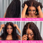 26 inch 4x4 glueless deep curly human hair wig with transparent lace closure, ready-to-wear natural human hair wig.