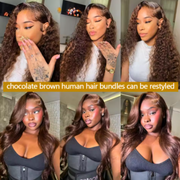 12A chocolate brown straight hair bundles – 100% Brazilian raw human hair extensions with silky smooth texture and natural shine
