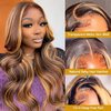 Blonde highlight lace frontal wig – 13x4 HD transparent curly body wave, 100% human hair pre-plucked with baby hair for women