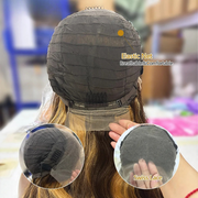 Blonde highlight lace frontal wig – 13x4 HD transparent curly body wave, 100% human hair pre-plucked with baby hair for women