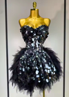 Lauryn Sparkly Black Sequins Two Pieces Set Birthday Dress