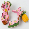 Pineapple Shoes With Thick Bottom Printed Fabric Ultra High Heels