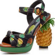 Pineapple Shoes With Thick Bottom Printed Fabric Ultra High Heels