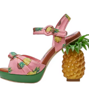 Pineapple Shoes With Thick Bottom Printed Fabric Ultra High Heels