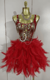 Olga Mesh Transparent Feather Puffy Mini Party Dress