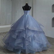 Y&M Novias Boho Quinceañera Dresses: Ruffled Sweetheart Spaghetti Strap Gowns