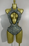 Kaye Crystal Handmade Sparkly Diamond Bodysuit Swimsuit