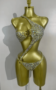 Kaye Crystal Handmade Sparkly Diamond Bodysuit Swimsuit