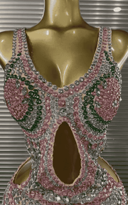 Emilia Sparkly Crystal Diamond Sleeveless V Neck Bodycon Bodysuit