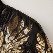 Men’s gold gradient glitter blazer and trousers 2-piece suit with ombre shimmer for party or stage wear