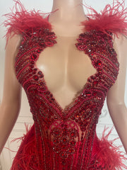 Diamond feather crystal rhinestone birthday dress for birthday celebration and party styling