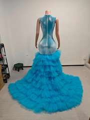 Kathlyn Luxury Diamond Rhinestone Ruffled Prom Dress- Ready to Ship