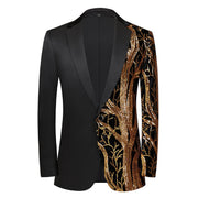 Men’s luxury sequin suit and matching pants with shimmering finish for party or stage wear