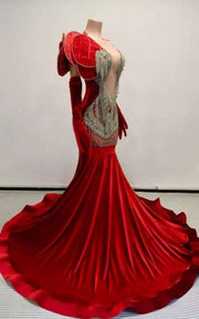 Avant garde petal sleeve prom dress with silver beadwork 