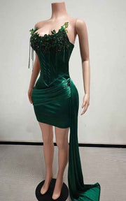 Crystal Draped Corset Dress With Elegant Side Sweep Luxury Crystal Birthday Dress