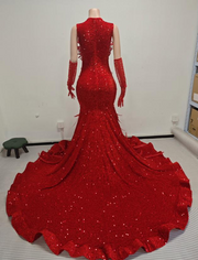 Ashanti Sexy Beaded Black Prom Dress with Gloves-Ready to Ship