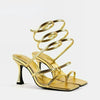 Women's Pump Gold High Heels Sandals Thin Low Heel