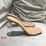 Summer Women Pumps Sandals PVC Jelly Slippers Open Toe High Heels Women Transparent Perspex Slippers Shoes Heel Clear Sandals