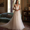 Sleeveless V Neck Wedding Dress