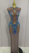 Elowynn Luxury Sparkly Rhinestones Sexy Mesh Maxi Dress